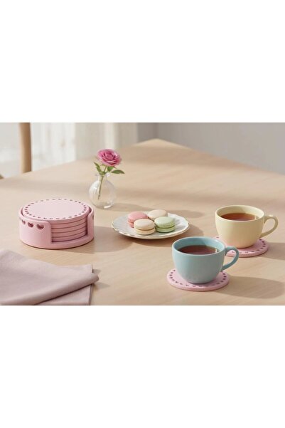 Nebron Kalp Desenli Bardak Altlığı Seti, Kalpli Tasarım Bardak Altlığı. 6 Par...