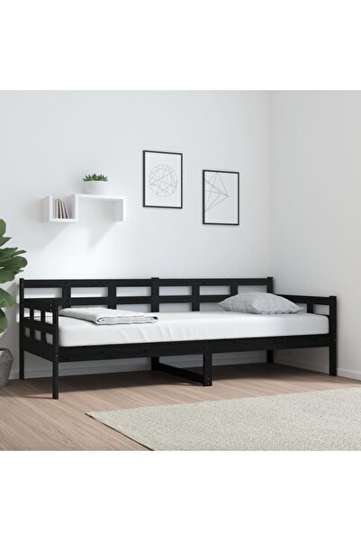 Concept Κρεβάτι ημέρας, μαύρο, 80x200 εκ., μασίφ ξύλο πεύκου