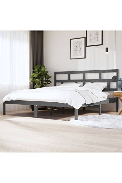 Concept Cadru de pat, gri, 200x200 cm, lemn masiv de pin