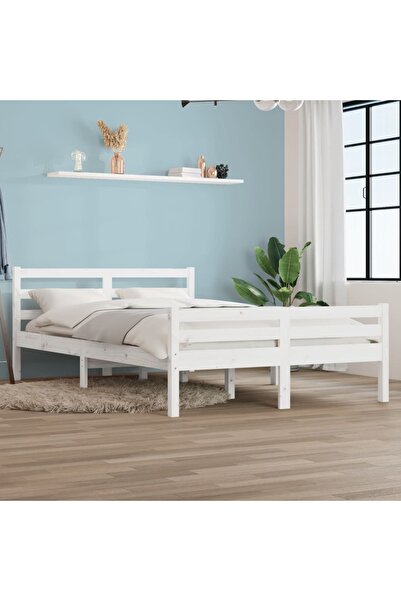 Concept Cadru de pat King Size 5FT, alb, 150x200 cm, lemn masiv