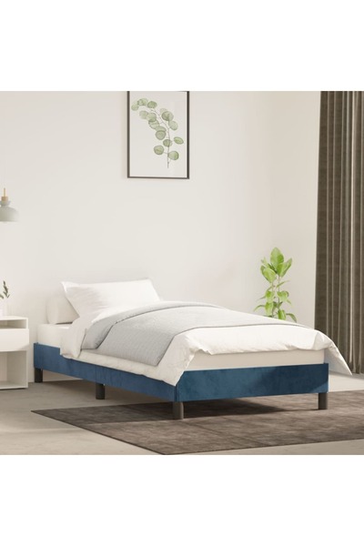 Concept Cadru de pat, albastru închis, 90x200 cm, catifea