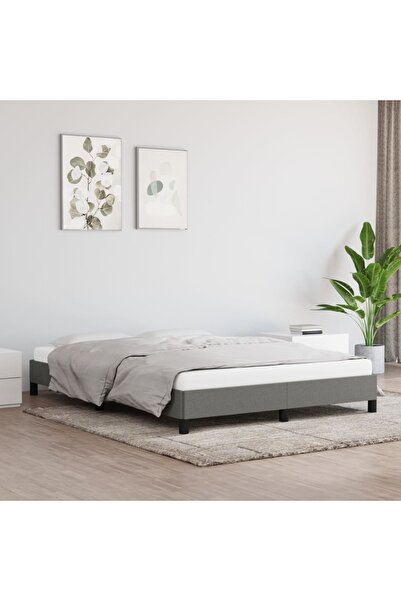 Concept Cadru de pat, gri închis, 140x190 cm, material textil