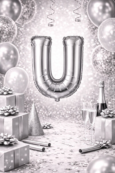 Happyewent Silver "U" Letter Foil Balloon – 100 cm