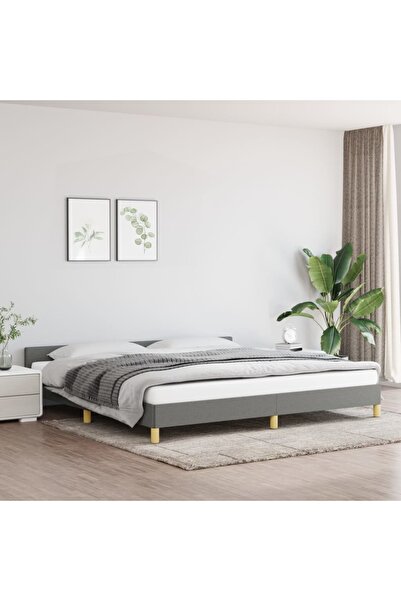 Concept Σκελετός κρεβατιού με κεφαλάρι, σκούρο γκρι, 200x200 cm, ύφασμα