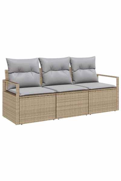 vidaxl Set de canapea 3 pcs Bej poliratan