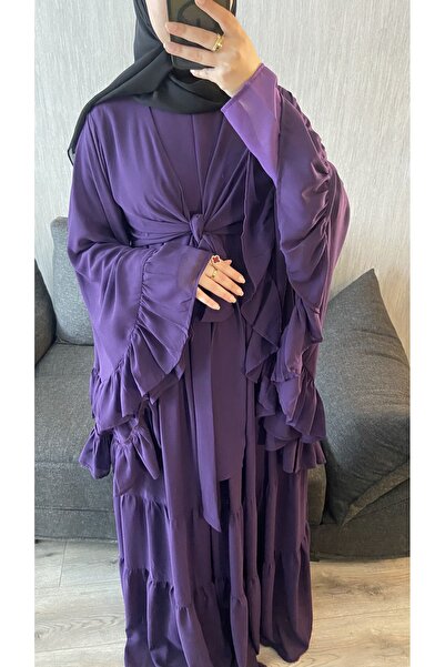 Atika Moda Kuşaklı Kat Kat Fırfırlı Elbise