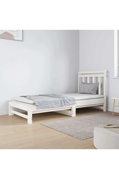 Concept Επεκτεινόμενο ανάκλιντρο, λευκό, 2x(90x190) εκ., μασίφ ξύλο πεύκου