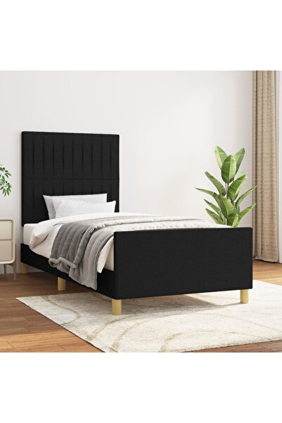 Concept Cadru de pat cu tăblie, negru, 90x190 cm, textil