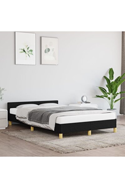 Concept Cadru de pat cu tăblie, negru, 120x200 cm, textil