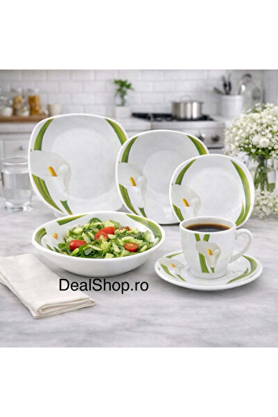 dealshopromania Set de veselă din porțelan pentru 6 persoane, format din 31 d...