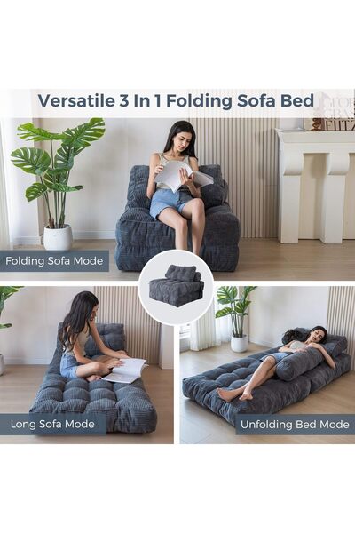 Sumkyle Folding Sofa Bed: Convertible Sleeper Chair with Pillow Foldable Matt...