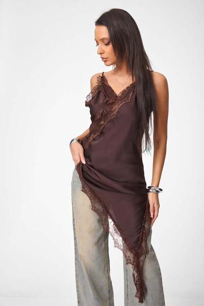 GIA'S WORLD Top tip satin and lace - summer fashion top