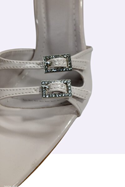 ForYou4 Women's Stone Detailed Double Strap 9 cm Thin