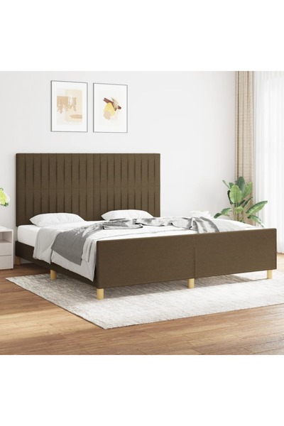 Concept Cadru de pat cu tăblie, maro închis, 180x200 cm, textil