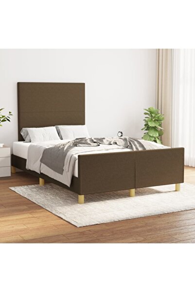 Concept Cadru de pat cu tăblie, maro închis, 180x200 cm, textil