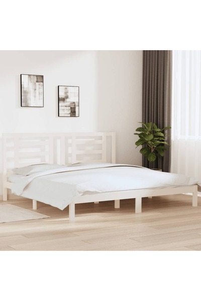 Concept Cadru de pat, alb, 200x200 cm, lemn masiv de pin