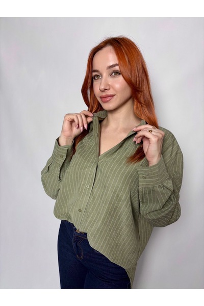 DragonFly Yeşil Çizgili Premium Modal Gömlek