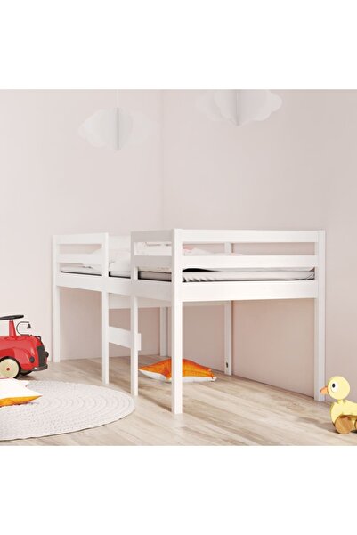 Concept Pat înalt de dormitor, alb, 90x200 cm, lemn masiv de pin