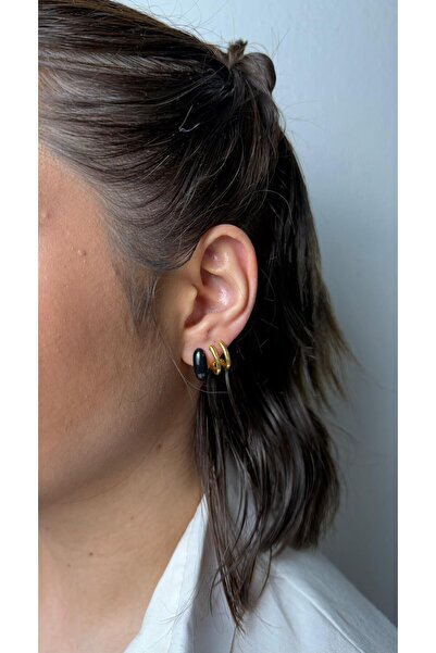 ANKA JEWELLRY Black Mineli Steel Women's Earrings