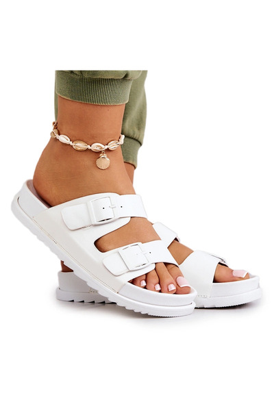 S.BARSKI Papuci de cauciuc cu cataramă albi Corina 36