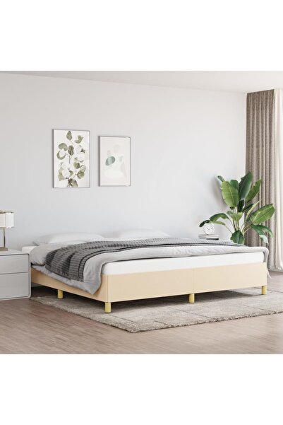 Concept Cadru de pat, crem, 200x200 cm, material textil