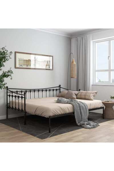 Concept Cadru pat canapea extensibilă, negru, 90x200 cm, metal