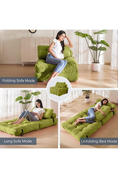 Sumkyle Folding Sofa Bed: Convertible Sleeper Chair with Pillow Foldable Matt...