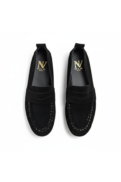NE&VE SHOES Μαύρο σουέντ γνήσιο δέρμα χωρίς επένδυση, εύκαμπτο γυναικείο καθη...