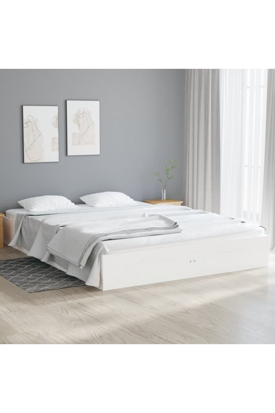 Concept Σκελετός κρεβατιού, λευκό, 140x190 cm, μασίφ ξύλο