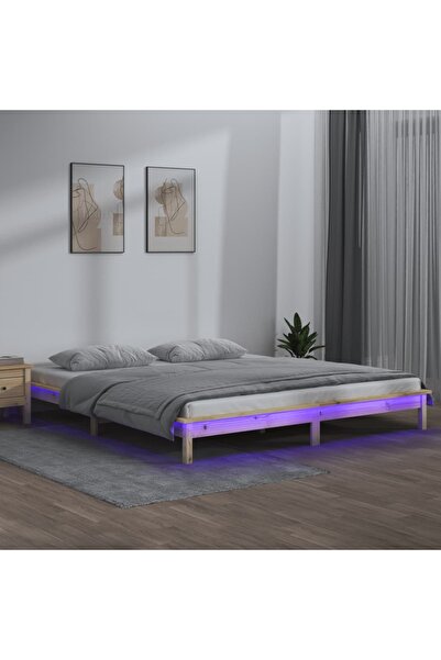 Concept Cadru de pat cu LED King Size 5FT, 150x200 cm, lemn masiv