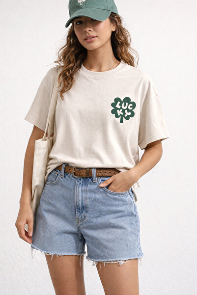 ArtYus Lucky Yonca Printed Unisex Oversized T-Shirt – Minimal Design Cotton C...