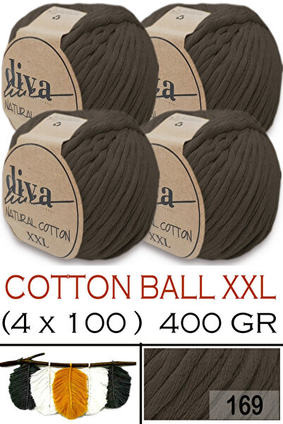 Diva İplik Prirodni pamuk XXL - 4 mm češljani Makrame konac - 169 tamni mink ...