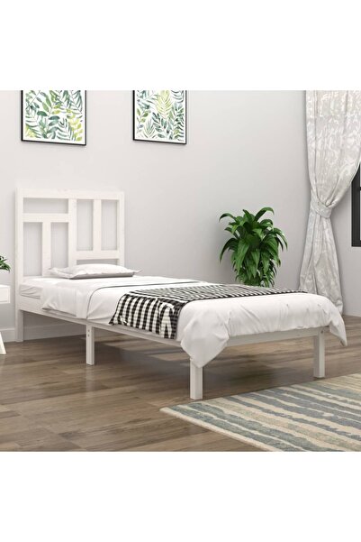 Concept Cadru de pat, alb, 90x200 cm, lemn masiv de pin