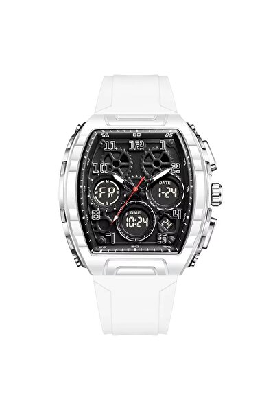Lige Men's Watch FB0096 – Tonneau Luxury, Dual Display, Waterproof 3BAR, Sili...