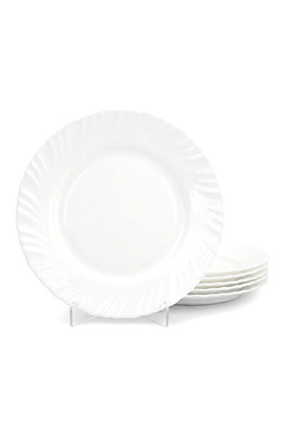 Cuisine Art Opal Glass Dinner Plate 25 cm, White (Set of 6)|Durable Dining Pl...