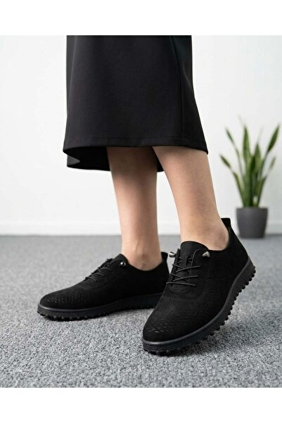 homiro Women's Lace-Up Casual Suede Shoes - Black