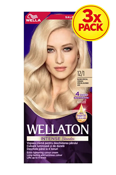Wellaton 3x PACK Permanent hair dye 12/1 Special ash blonde, 110ml