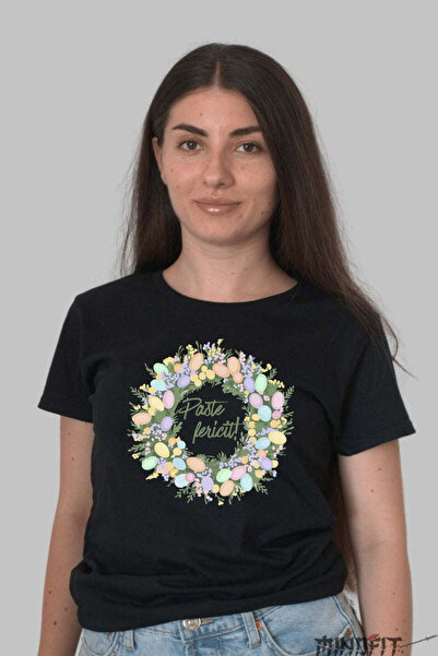 GILDAN Happy Easter T-Shirt Crown Decorated With Colored Eggs