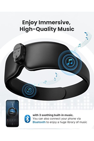 RENPHO Masca somn Eyesnooze negru cu Bluetooth, muzica, aromaterapie si incal...