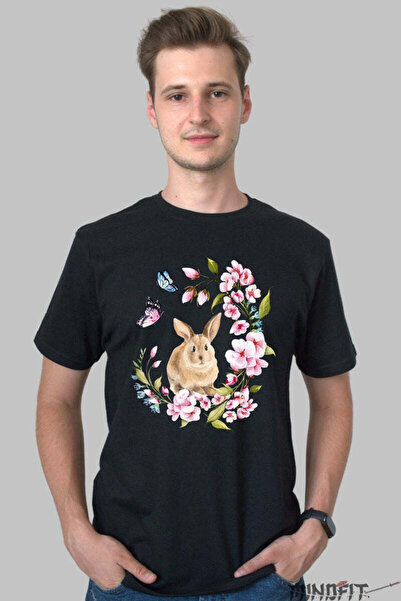 GILDAN Tricou Primavara Fericita Iepuras Intre Flori Si Fluturi