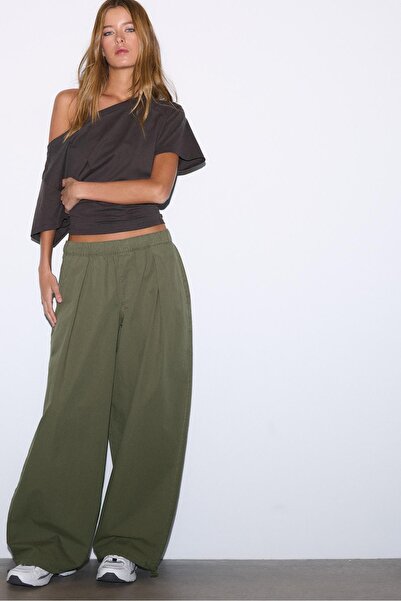 Stradivarius Stoperli poplin barrel pantolon