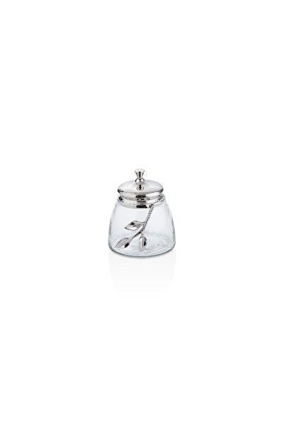 Cornella Leaves Decorative Glass Jar Silver Small