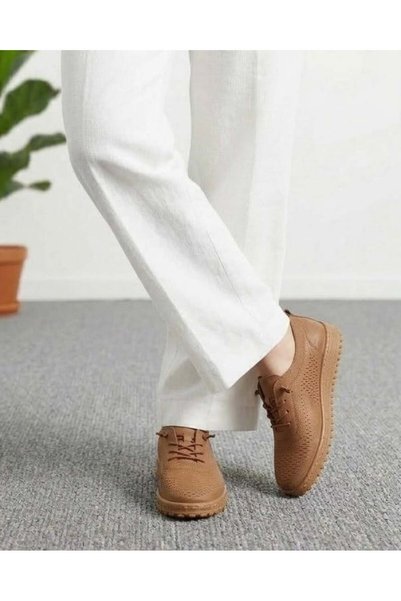 homiro Women's Lace-Up Casual Suede Shoes - Tan