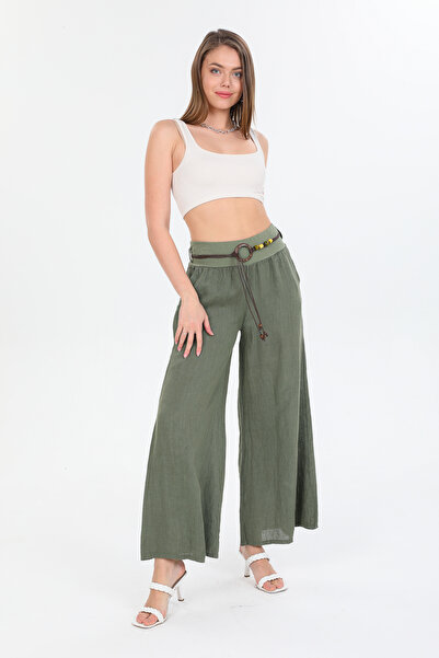 della moor Γυναικείο Ιταλικό Ip Ke Ζώνη με φαρδιά μπατζάκια Ke Λινό antolon Μ...