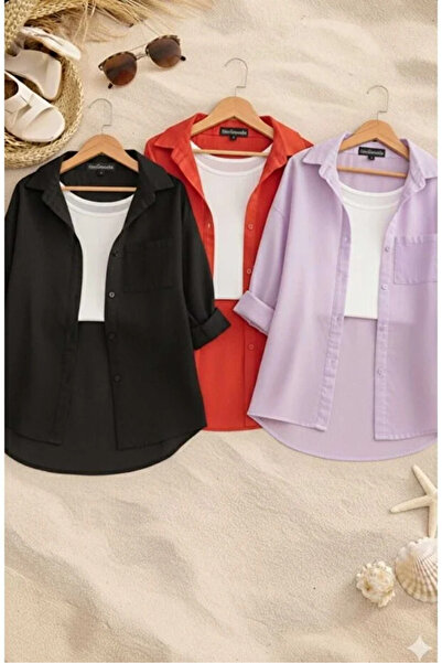 İnazuma Outdoors 3-Pack Black Red Lilac Oversized Linen Textured 100% Cotton ...