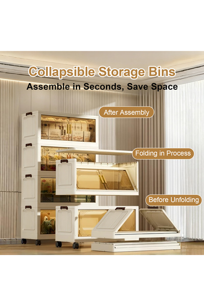 Sumkyle صناديق تخزين قابلة للتكديس بأبواب وعجلات، خزانة تخزين بلاستيكية قابلة...