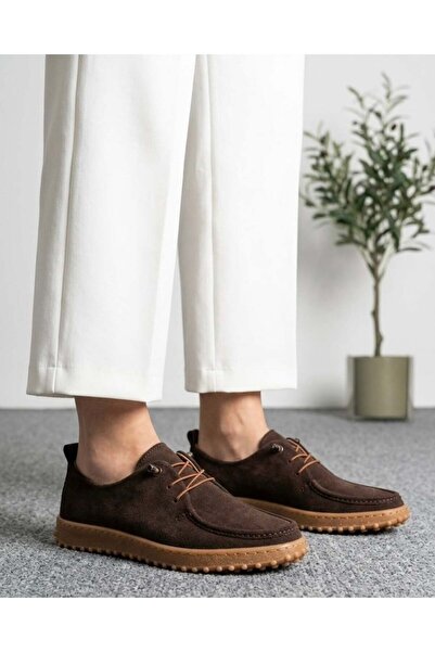 homiro حذاء نسائي كاجوال ديلي جلد سويدي - بني