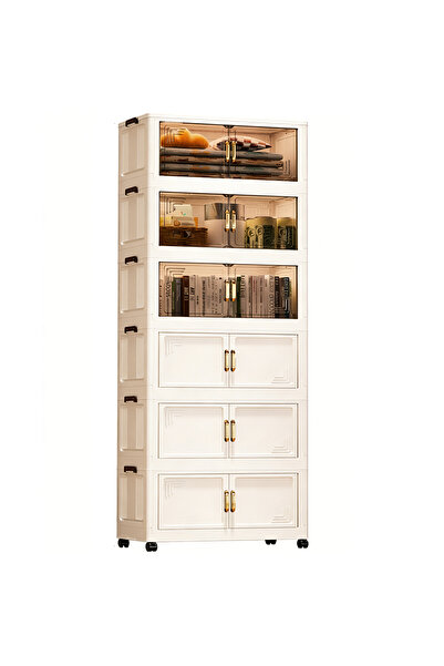 Sumkyle صناديق تخزين قابلة للتكديس بأبواب وعجلات، خزانة تخزين بلاستيكية قابلة...