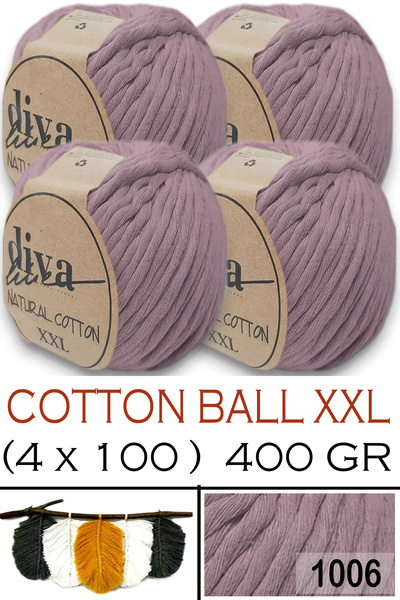 Diva İplik Bumbac natural XXL - 4 mm, șuvițe de macrameu fire - 1006 (Pachet ...