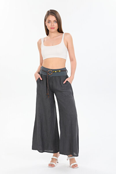 della moor Women's Italian İp Ke Belt Wide Leg Ke Linen Antolon Size 40 - 44